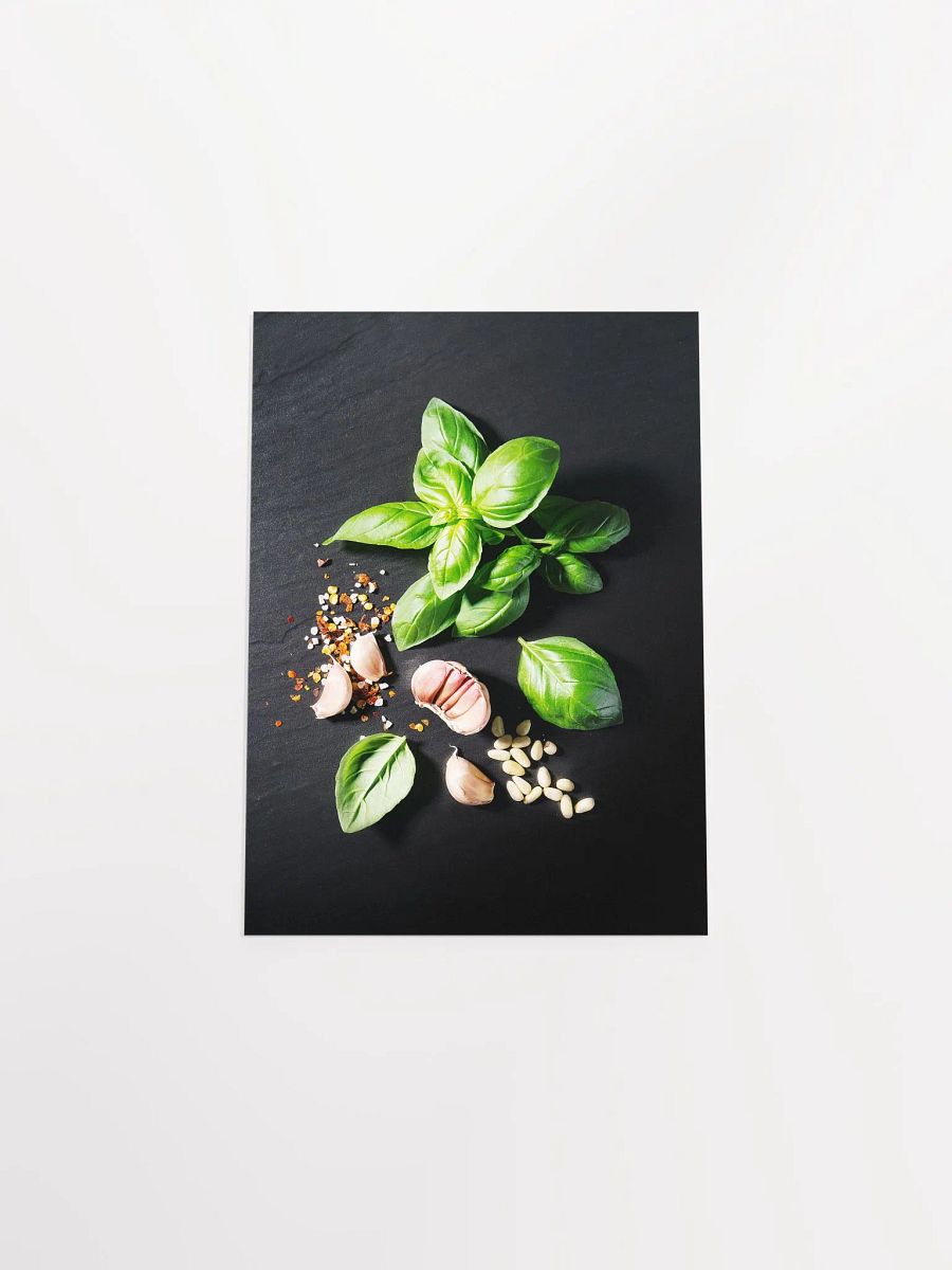 Food kitchen poster: Garlic and basil (Italian, Spanish cuisine) — Kitchen wall decor product image (9)