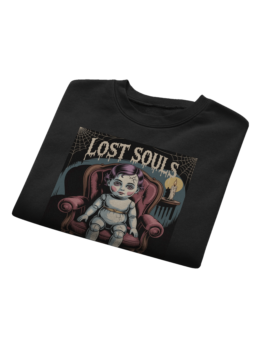 Lost Souls Women's Fleece Crop Sweatshirt - Black Gothic Doll Design by Midnight Veil Designs product image (8)