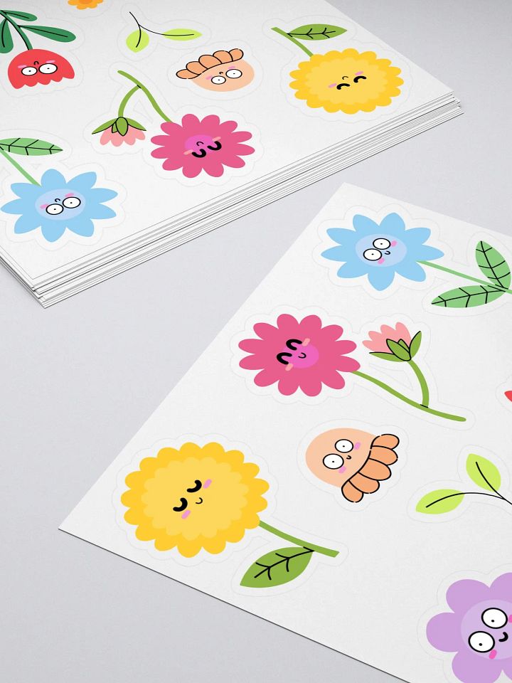 Kiss-Cut Kawaii Flower Stickers Pack – Cute Floral Stickers Sheet for Crafting and Decorating product image (2)