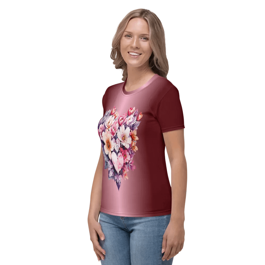 Floral Heart All Over Print T-shirt product image (4)