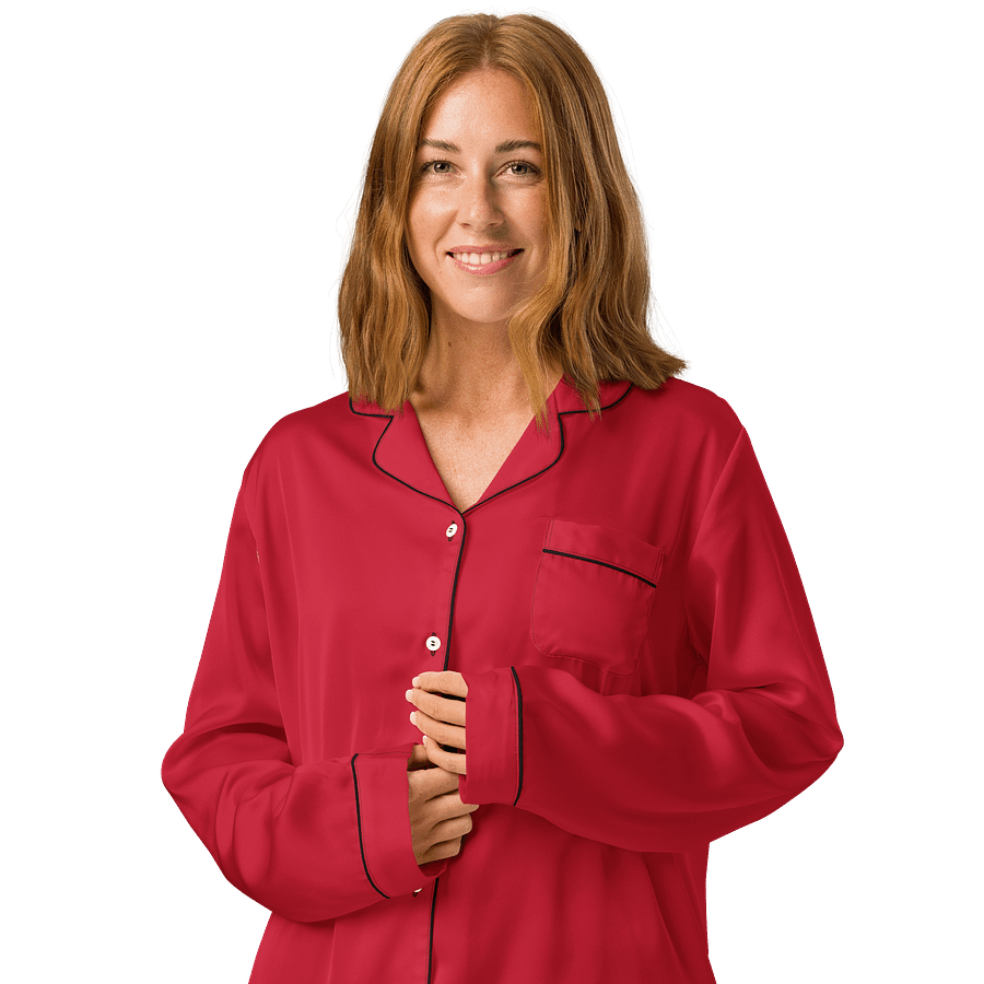 Midnight Veil Designs All-Over Print Women's Long Sleeve Pyjama Top - Red product image (3)