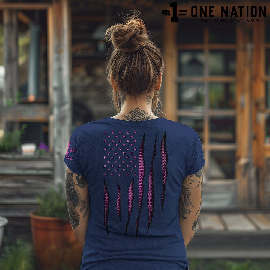 Pink Carbon Onyx Flag Women's Relaxed Fit product image (2)