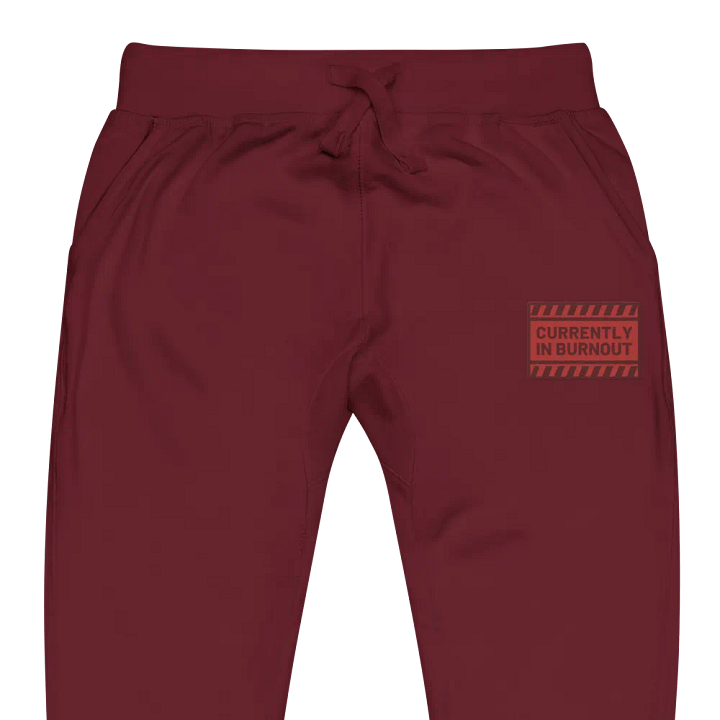 CURRENTLY IN BURNOUT (cherry design) embroidered fleece joggers product image (7)