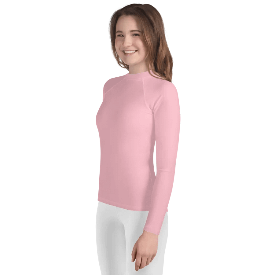 Youth Plain Color Pink Rash Guard product image (3)