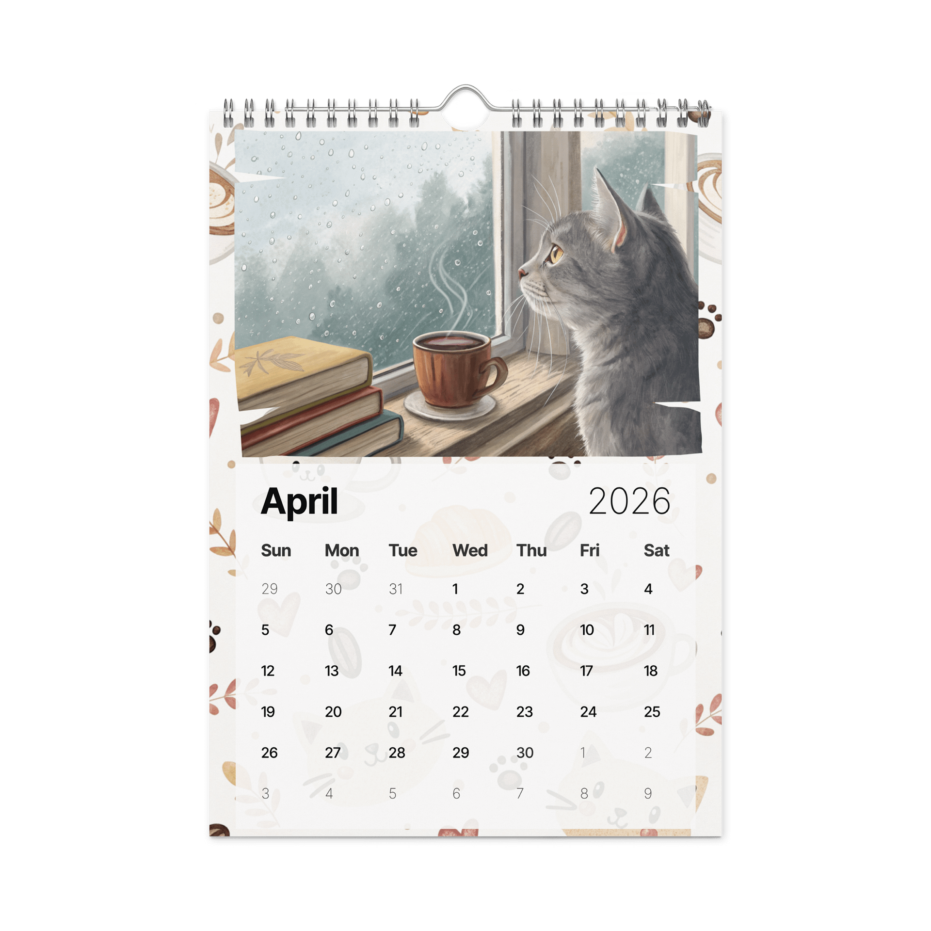 Coffee with Cats Wall Calendar 2026 – Cozy Watercolor Scenes of Cats, Coffee & Comfort product image (1)