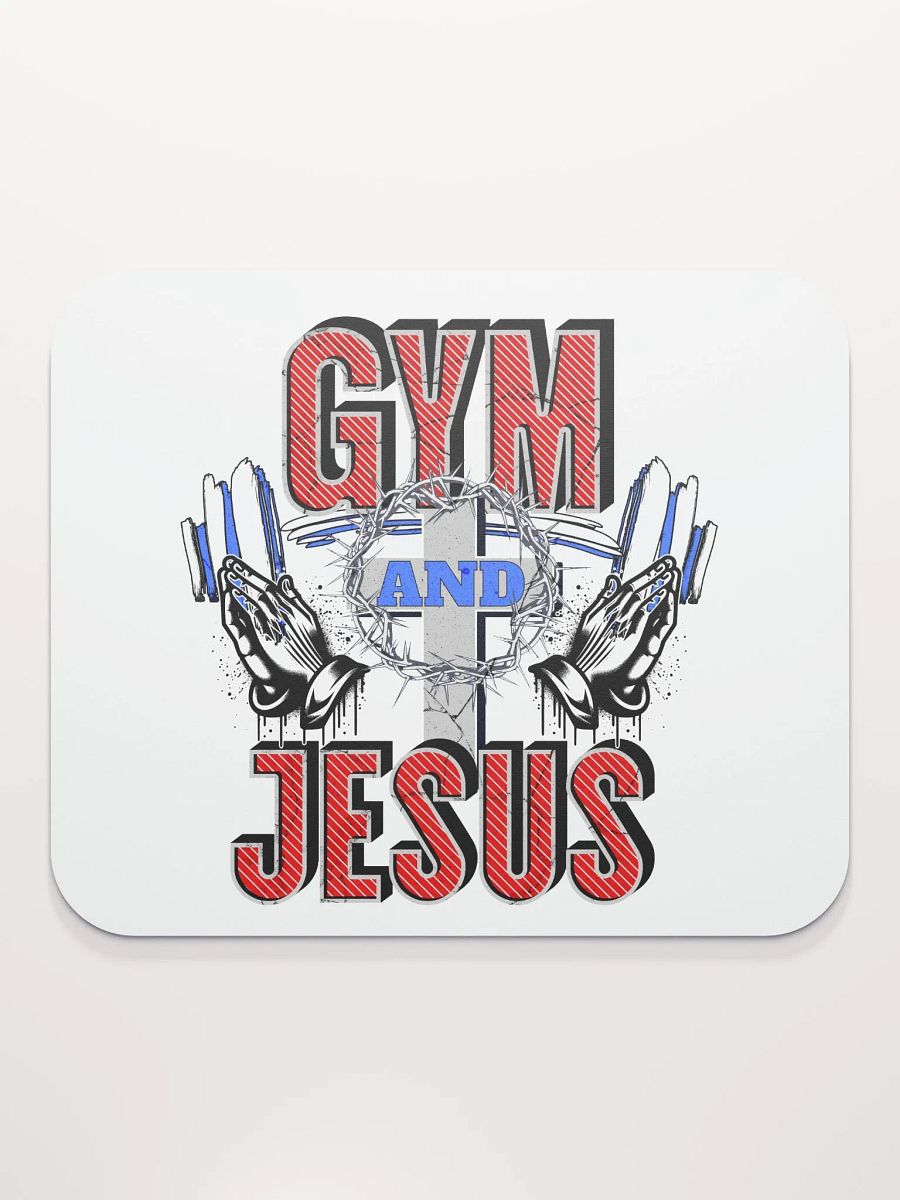 Gym And Jesus Weightlifting Spiritual Fitness Mouse Pad product image (1)