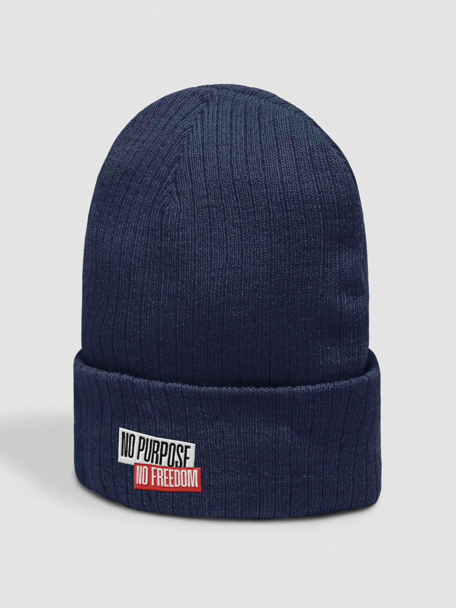 Dual Message Ribbed Beanie | no purpose no freedom product image (58)