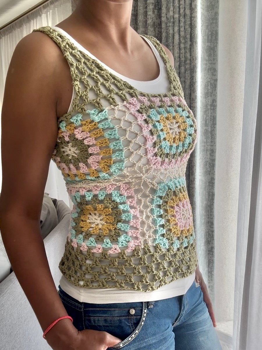Crochet Granny Square Tank Top Written Pattern product image (1)