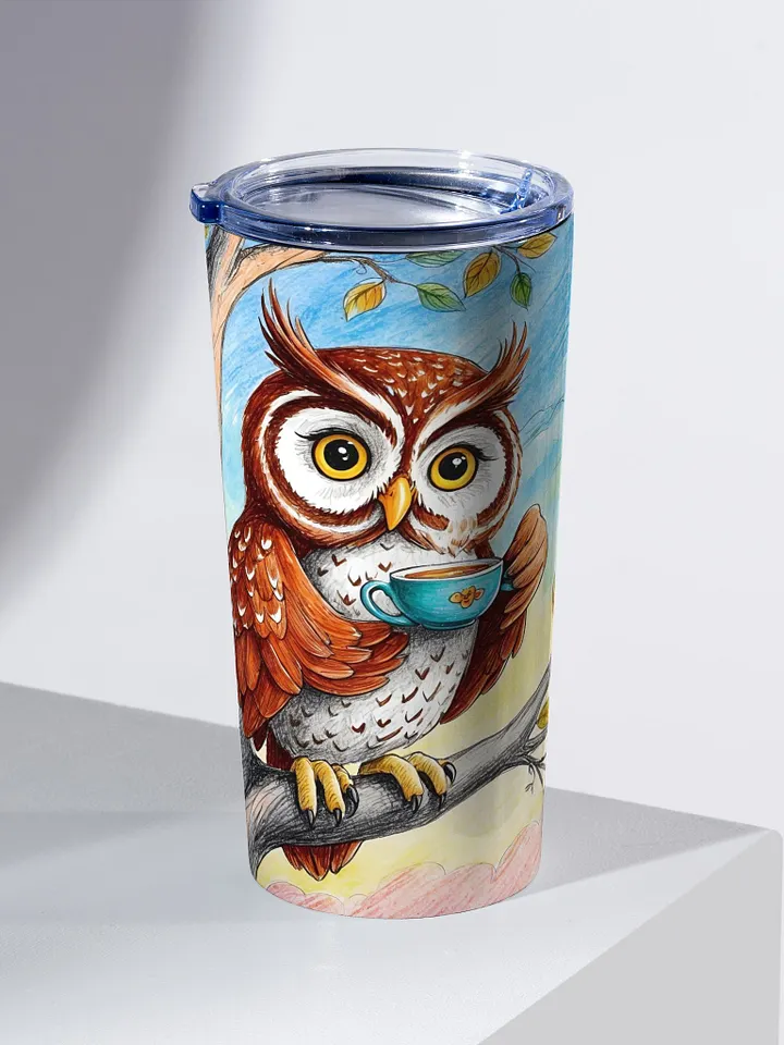 Morning Coffee Owl 20oz Stainless Steel Tumbler product image (2)