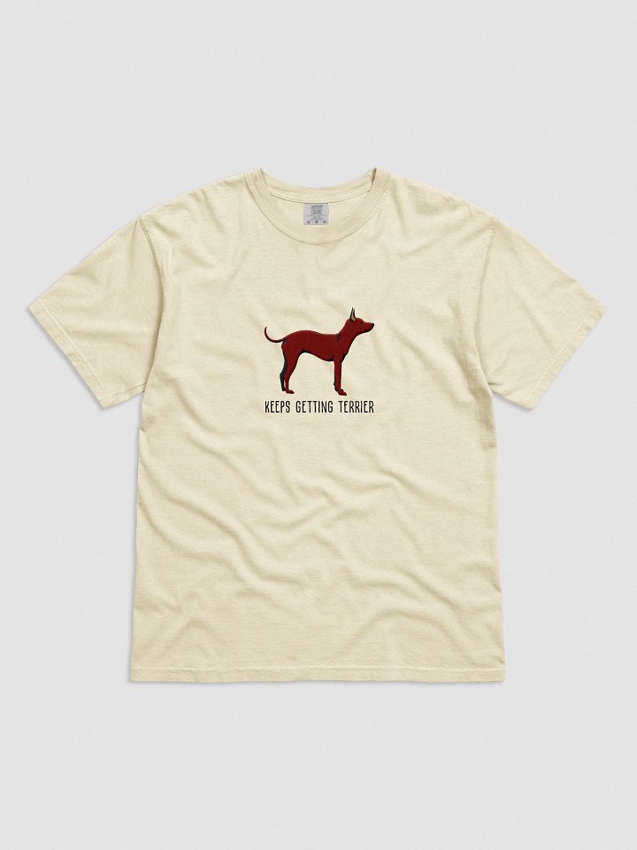 Keeps Getting Terrier T-Shirt(Embroidered) of an American Hairless Terrier(Chocolate) product image (1)
