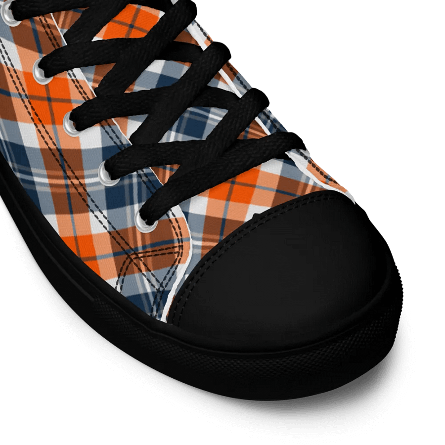Orange and Blue Sporty Plaid Men's High Top Shoes product image (11)
