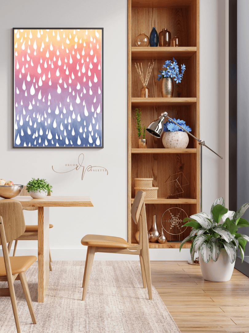 Watercolour Painting Printable Wall Art of RAINBOW RAINDROPS product image (4)