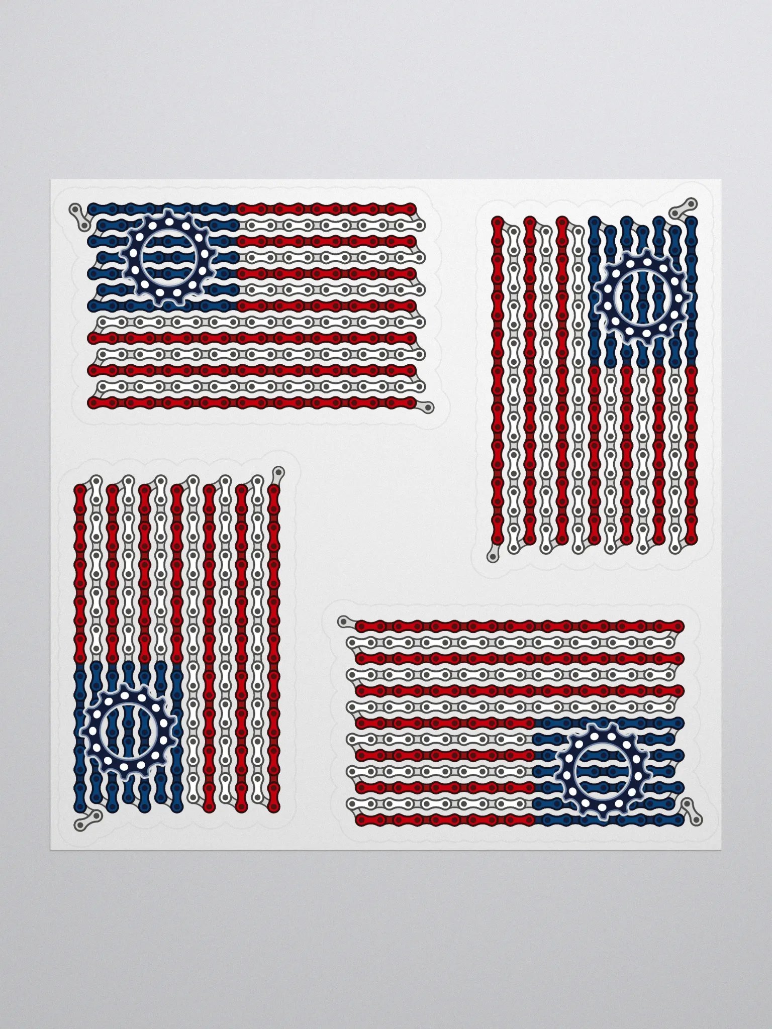 USA Betsy Ross Bike Chain Flag Sticker 4 Pack product image (1)