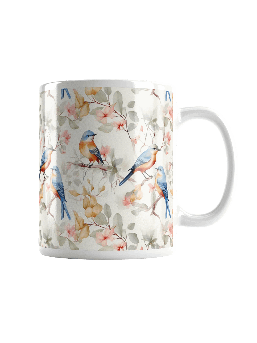 Bluebirds White Glossy Ceramic Mug by Treasure Pie product image (3)
