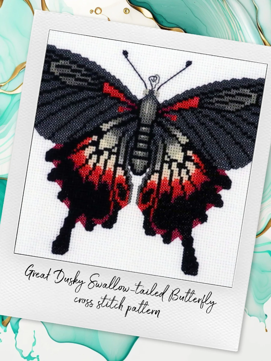 Great Dusky Swallowtail Butterfly: Insect Cross Stitch Pattern PDF product image (4)