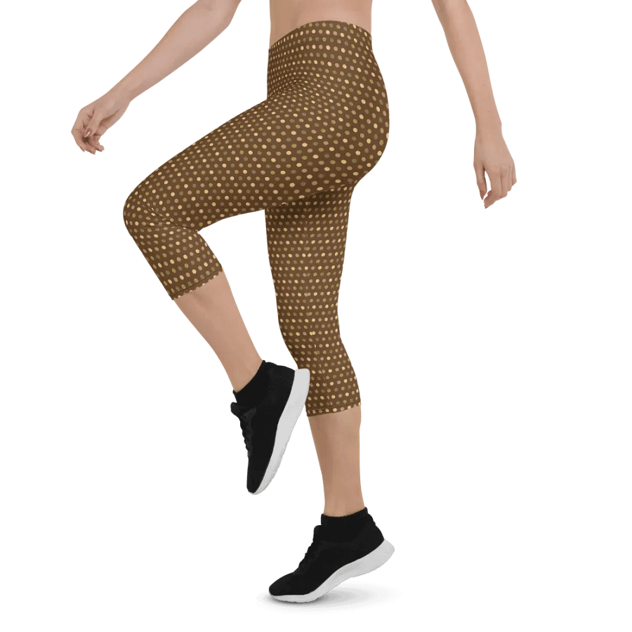 Brown wirh Polka-Dots Capri Yoga Pants product image (12)