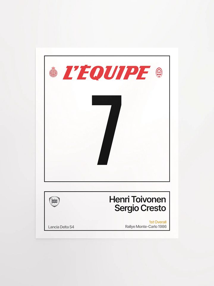 A3 Poster / Henri Toivonen / Rallye Monte-Carlo 1986 Number 7 product image (1)