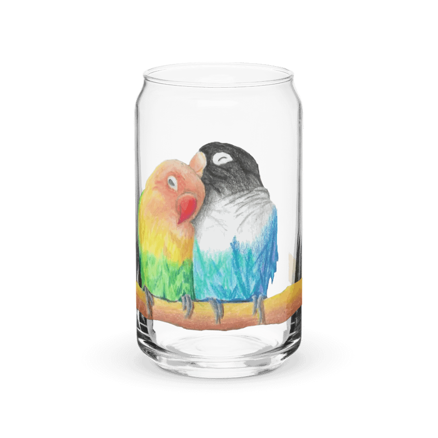Lovebirds Drawing Glass Can Cup product image (2)