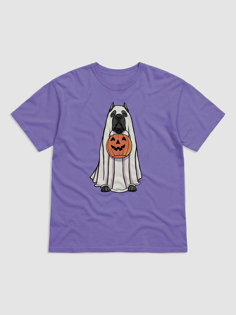Funny Halloween Cane Corso(Blue) T-Shirt | Funny Cane Corso Wearing a Ghost Costume and Holding a Pumpkin Basket product image (27)