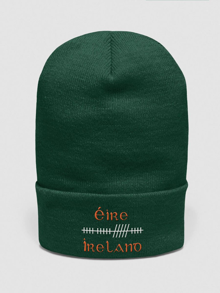Ireland/Éire Orthodox Style Ogham, Green with White and Orange, embroidered Cuffed Beanie product image (1)