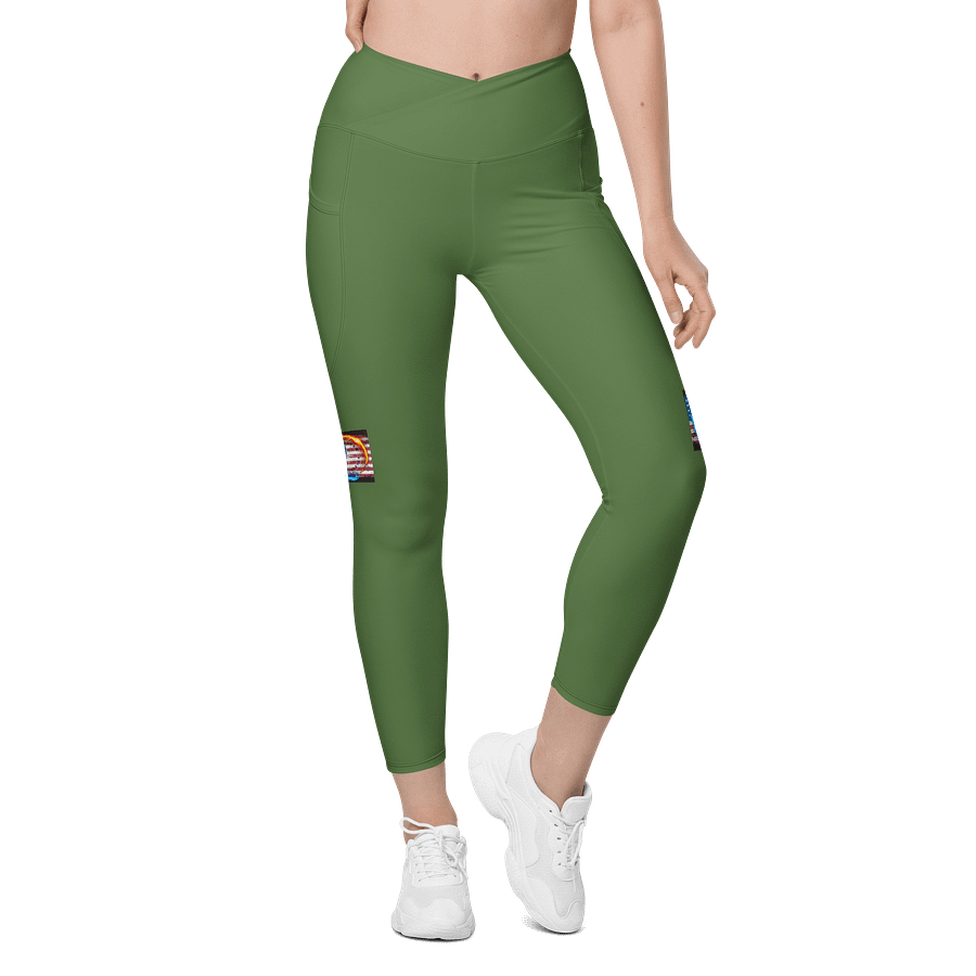 Leggings w pockets fern green small logo product image (1)