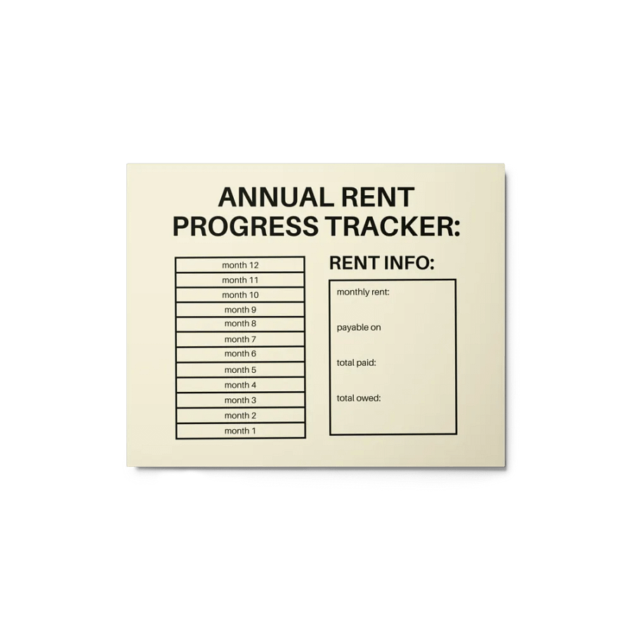 ANNUAL RENT TRACKER (black design 11) product image (1)