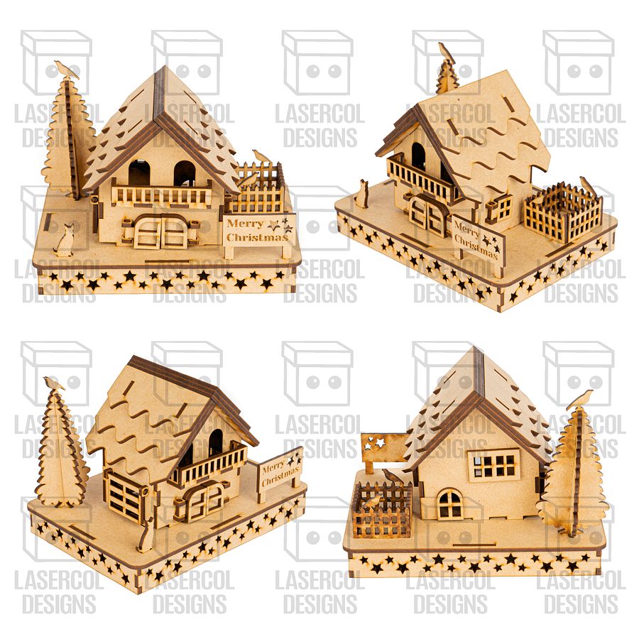 Christmas Houses (4 Styles) - Laser Cut Files product image (6)