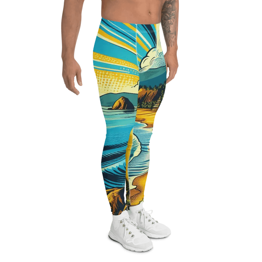 Coastal Comic All-Over Men's Leggings |AI Design product image (3)
