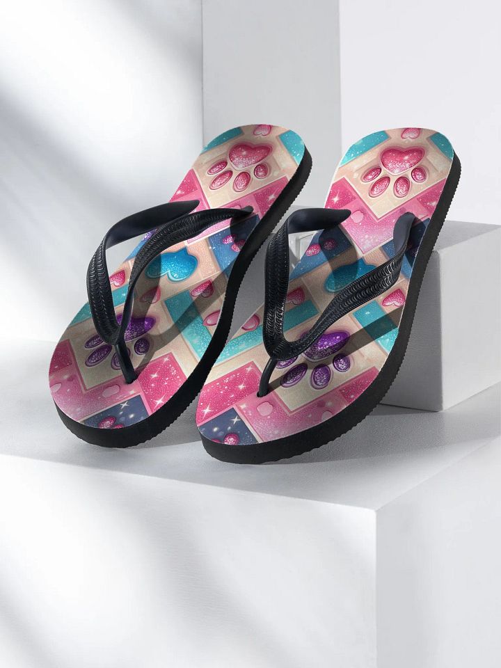 Paw Prints and Hearts Flip Flops product image (2)
