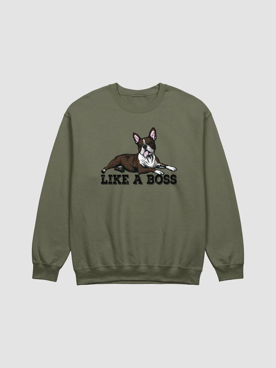 Like a Boss Sweatshirt of a Boston Terrier(Brindle) | Funny Shirt for Bostie Paw-rents product image (15)