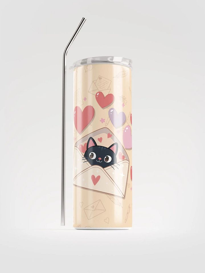 Feline Valentine Envelope - Tumbler with straw product image (1)