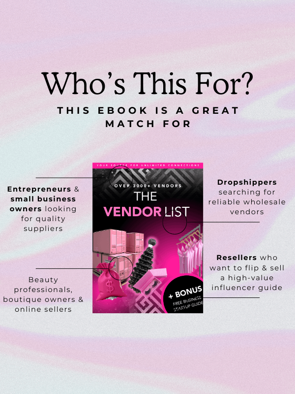 Verified Wholesale Vendor List, Beauty, Hair, & Fashion Dropshipping Suppliers, Small Business Product Sourcing Guide, PLR Canva Template product image (3)