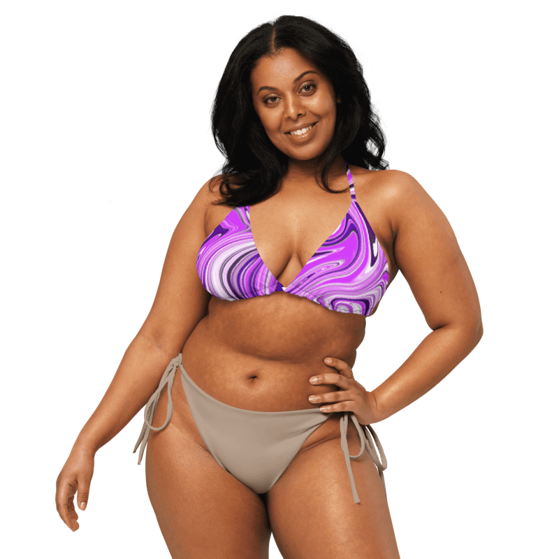 Padded String Bikini Top - Purple Digital Fluid Art product image (1)