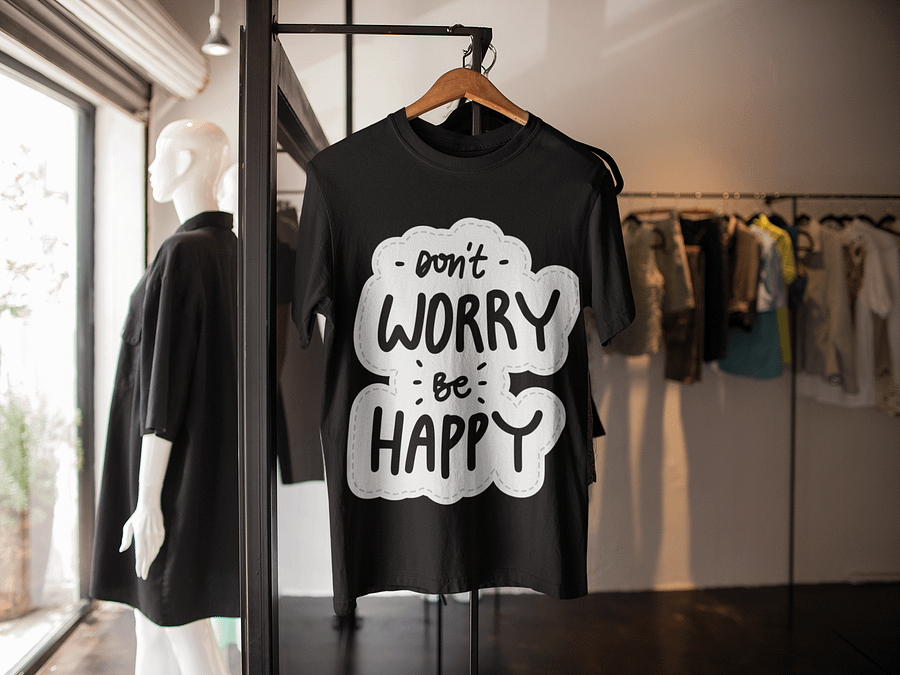 Don't Worry Be Happy Black Unisex T-Shirt product image (12)