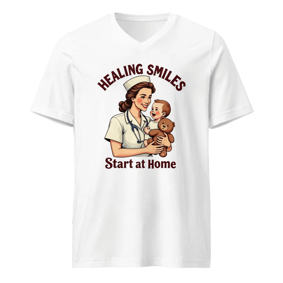 medical moms, dads, Healing Smiles Nurse V-Neck Tee product image (1)