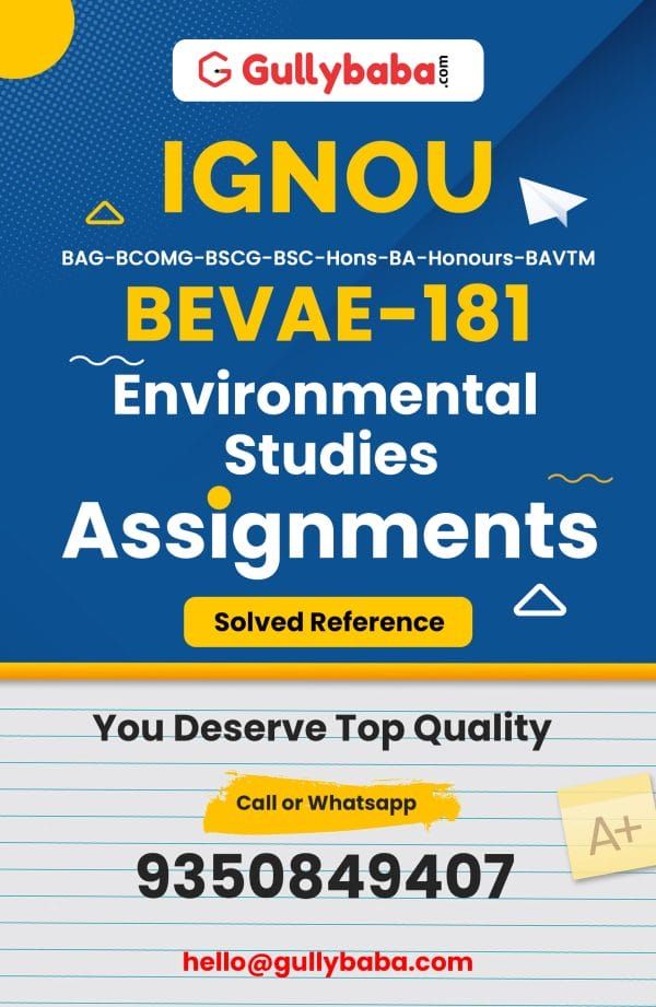 IGNOU BEVAE-181 - Environmental Studies, Latest Solved Assignment product image (1)