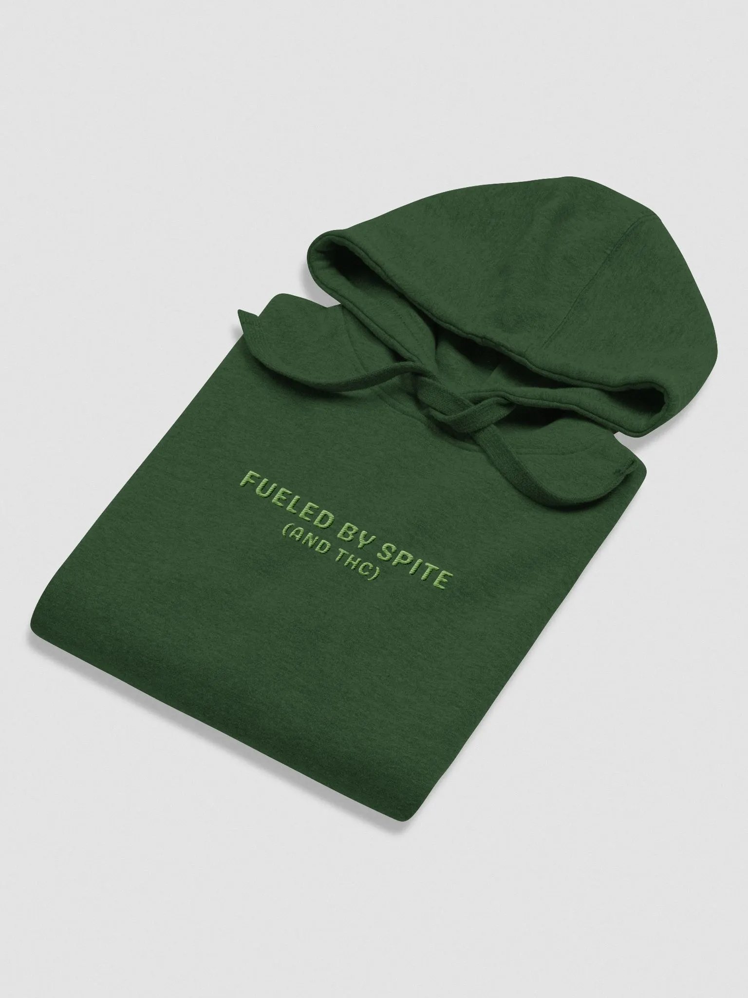 FUELED BY SPITE (green thread) embroidered heavyweight hoodie product image (4)