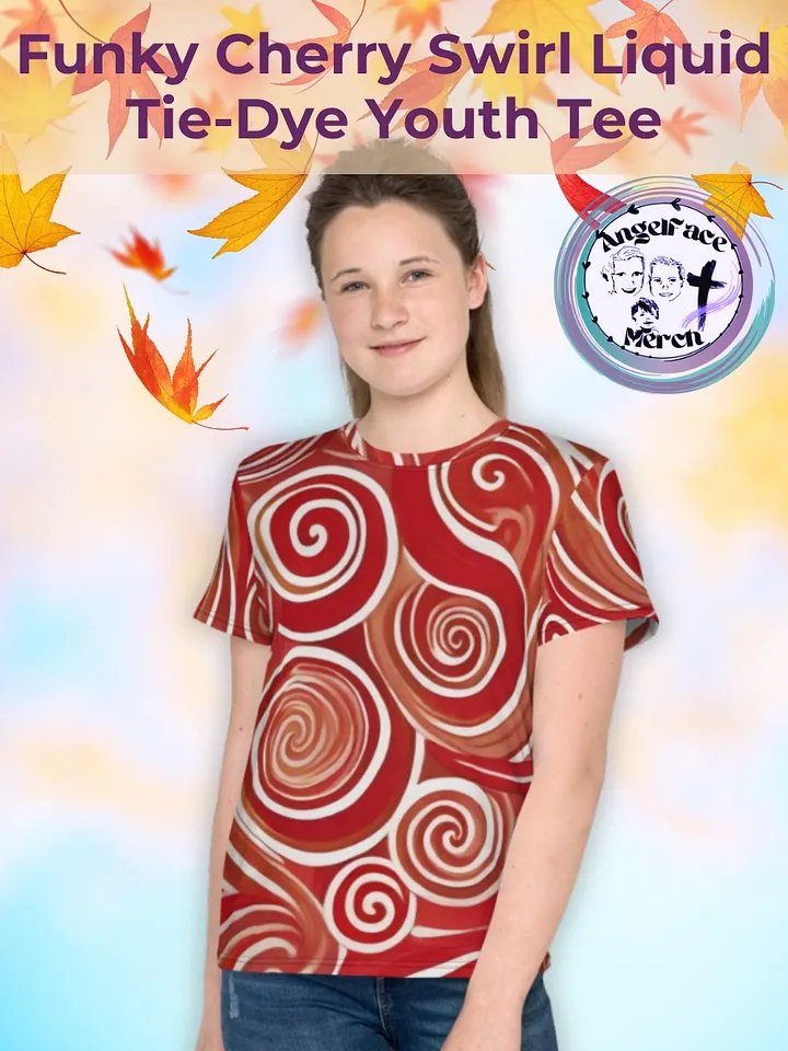 Funky Cherry Swirls Liquid Tie-Dye Youth Crew Neck Tee product image (1)