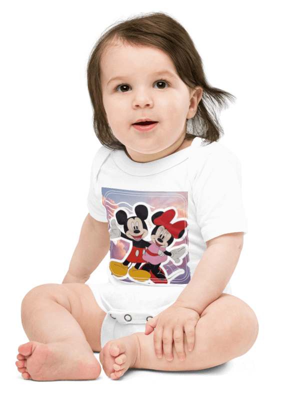 Mickey and Minnie mouse - colorful style (art by Dina R.) acrylic painting picture - Baby Short Sleeve One Piece product image (15)