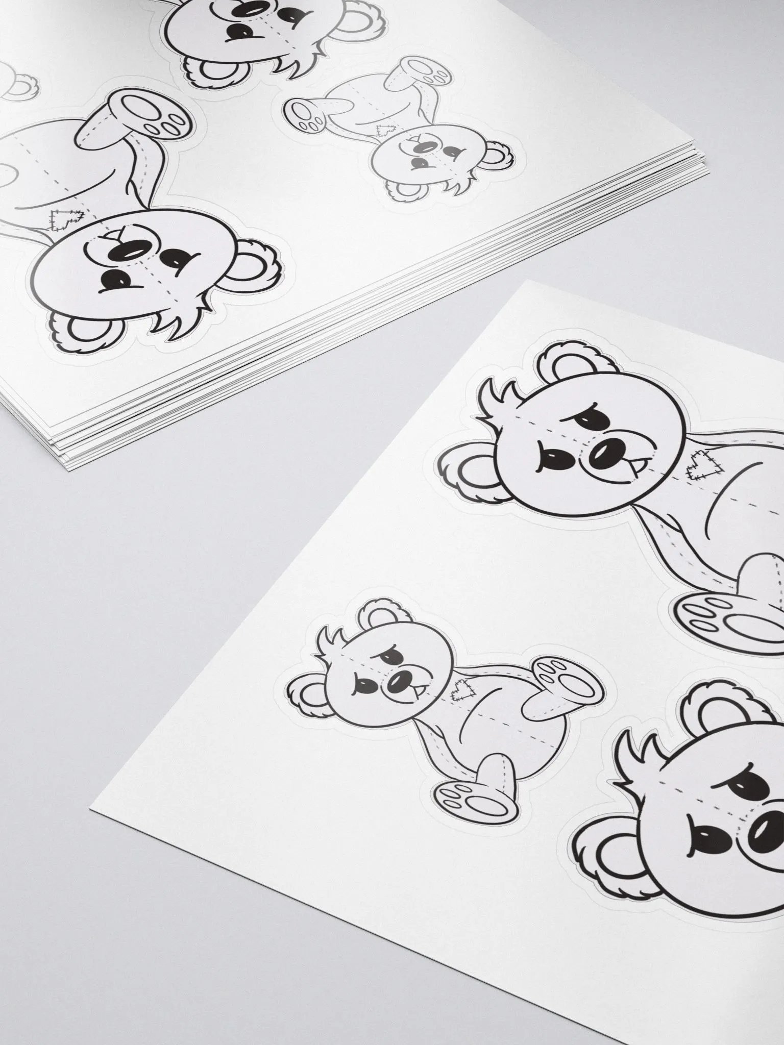 Anxious Teddy B&W Stickers product image (5)