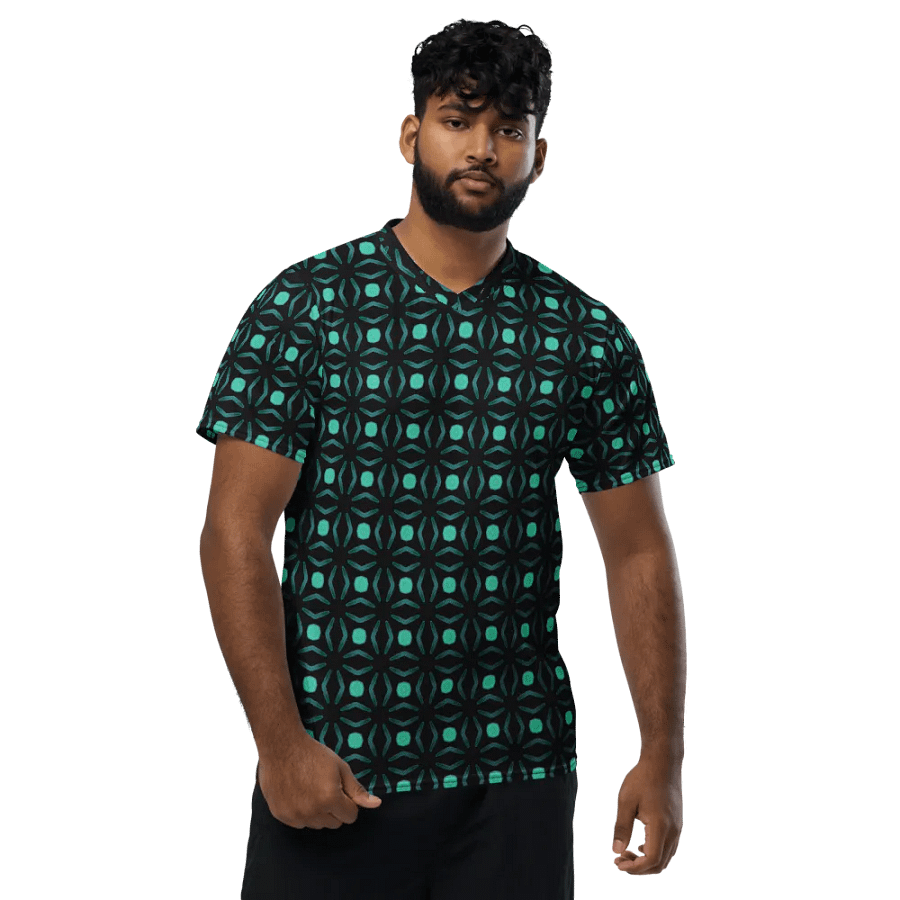 Abstract Repeating Values Unisex V Neck Sports Jersey product image (8)