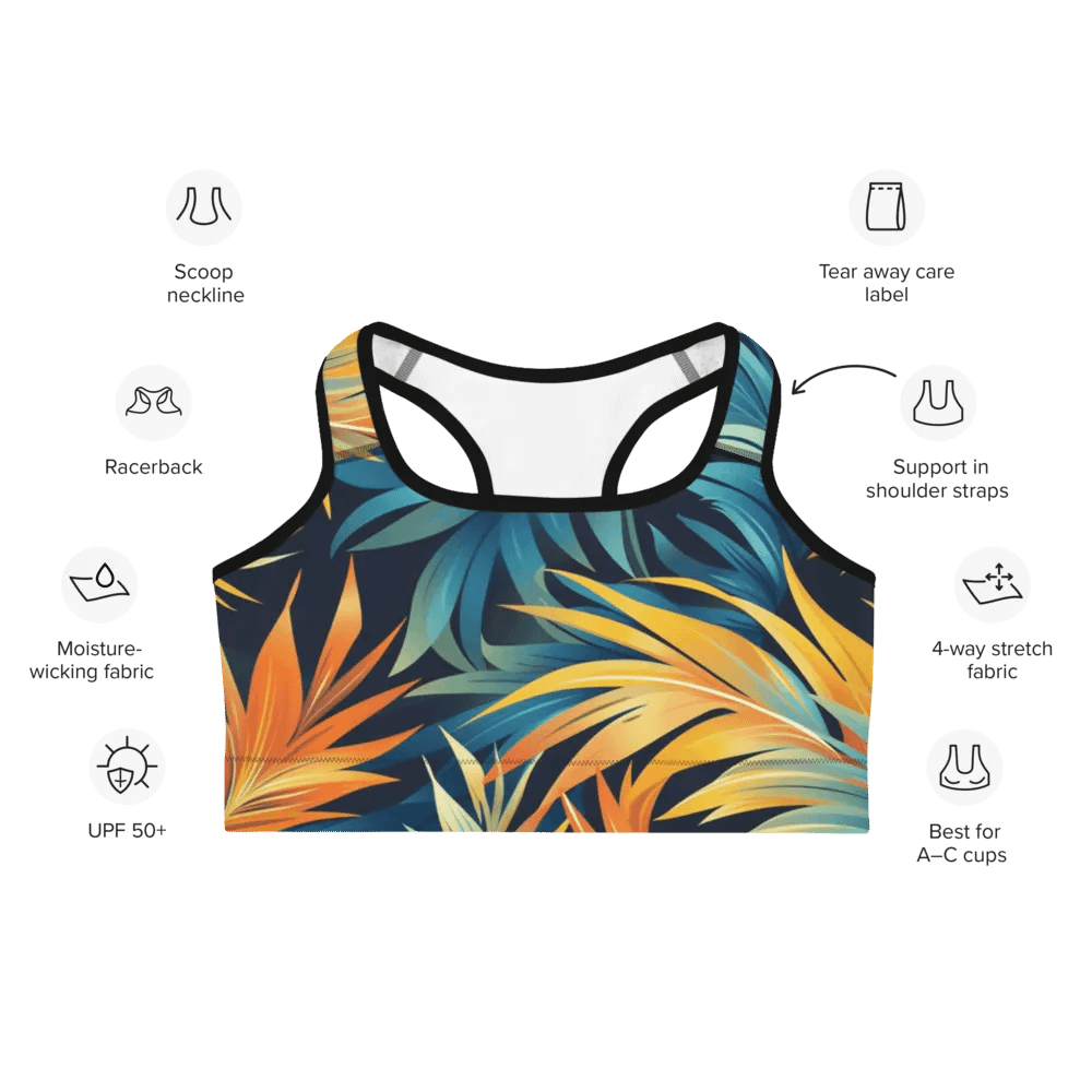 Tropical Flow All-Over Print Sports Bra product image (3)