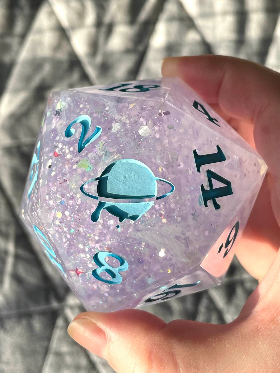 "Pastel Galaxy" Glitter Fall Liquid Core Chonky D20 product image (1)