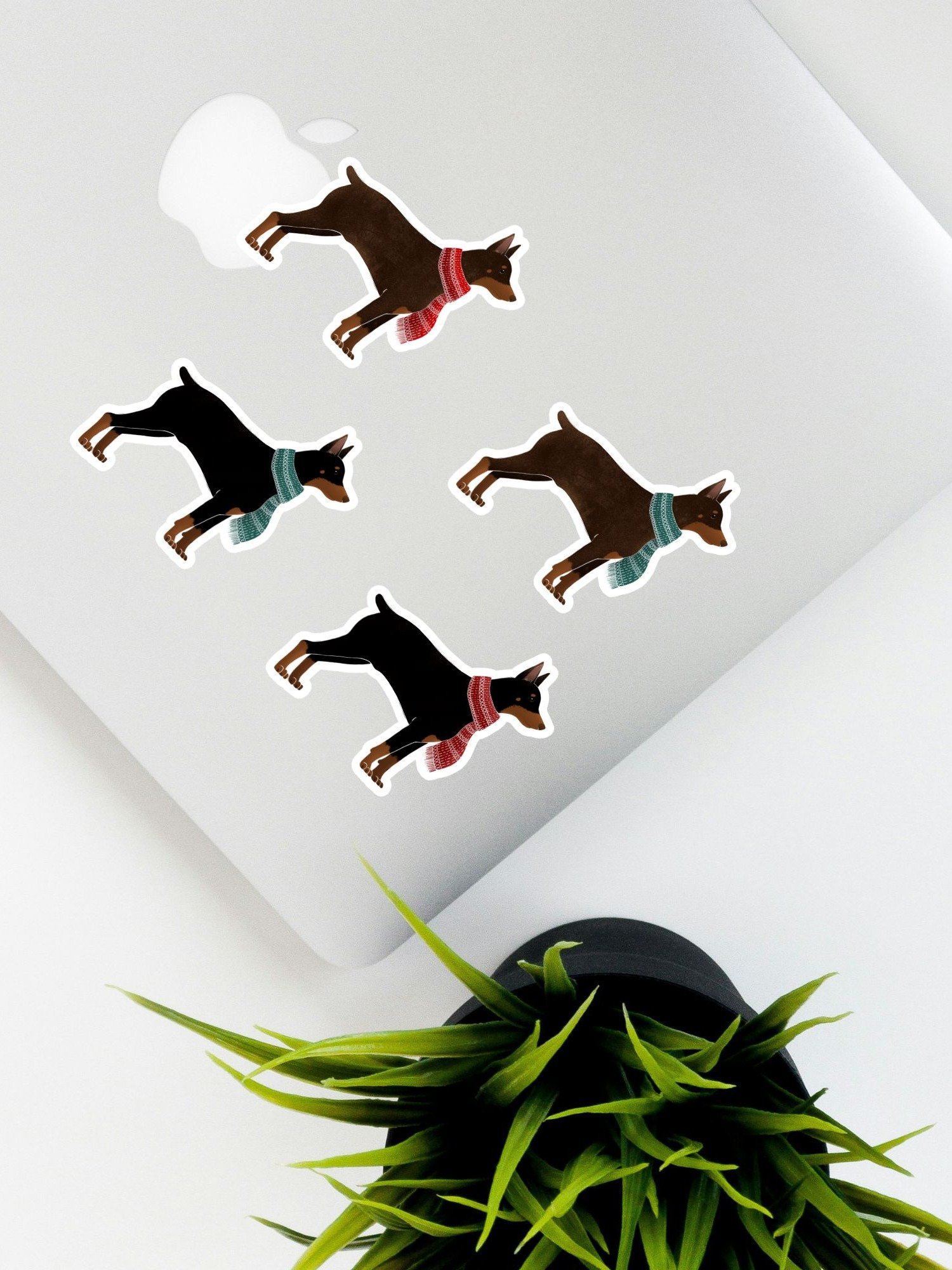 Winter Dobermans in Scarves Sticker Pack product image (1)