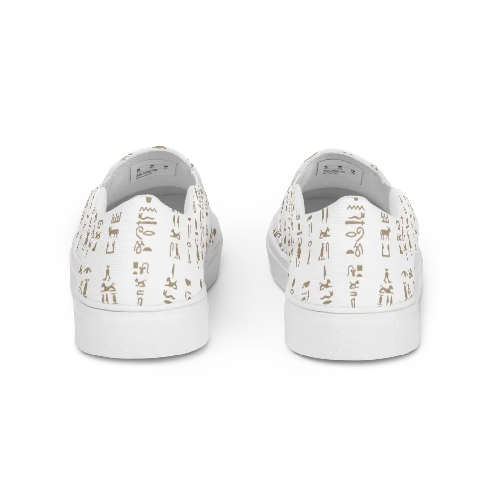 Isis Hieroglyphics White Women's Slip-Ons Shoes product image (4)