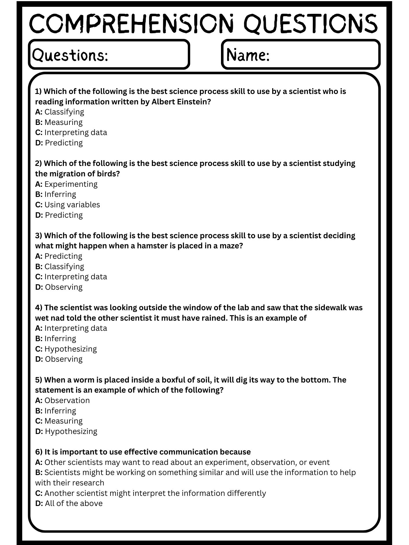 The Science Process Skills Reading Comprehension product image (3)