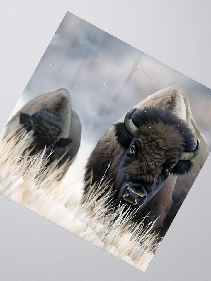 Mother Bison and Calf in Winter product image (5)