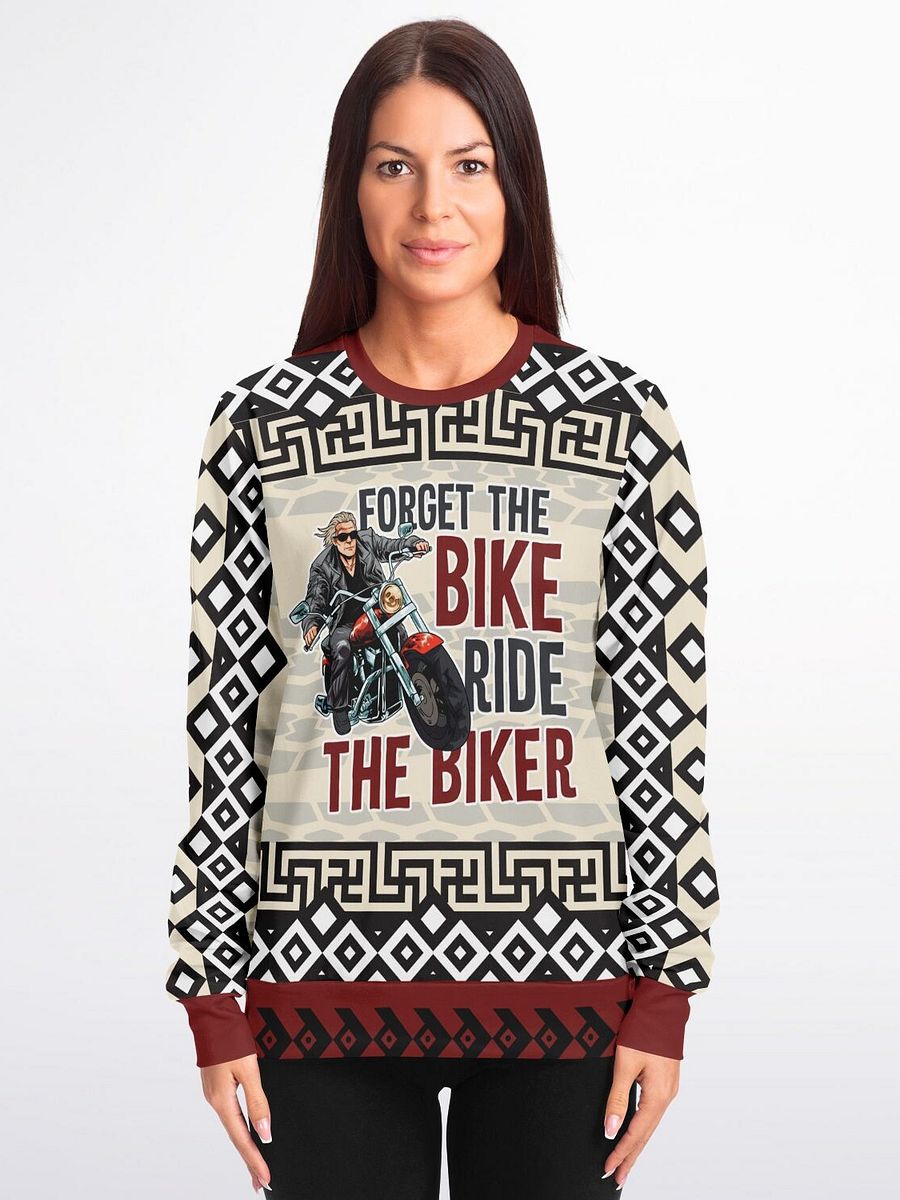 "Forget The Bike Ride The Biker" Sweatshirt | Funny Motorcycle Rider Outfit | Biker Life Sweater | Geometric Pattern Jumper product image (5)