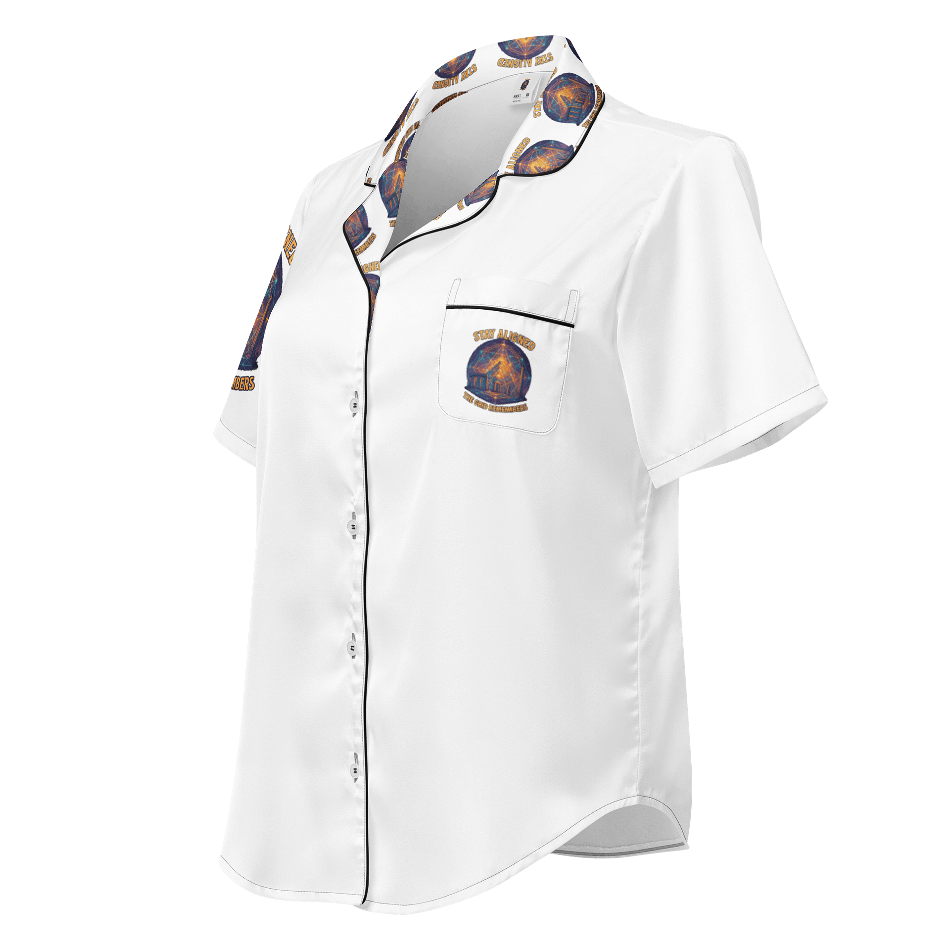 🔥 Stay Aligned The Grid Remembers 🔥 Silky Ritual Pajama Top All-Over Print Edition product image (1)