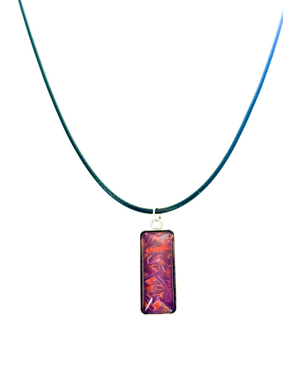 Electric Tide Pendant Necklace | Pink, Purple & Red Tones | Rectangle Cabochon | Monique Faella Designs™ | MFD-00140 product image (2)